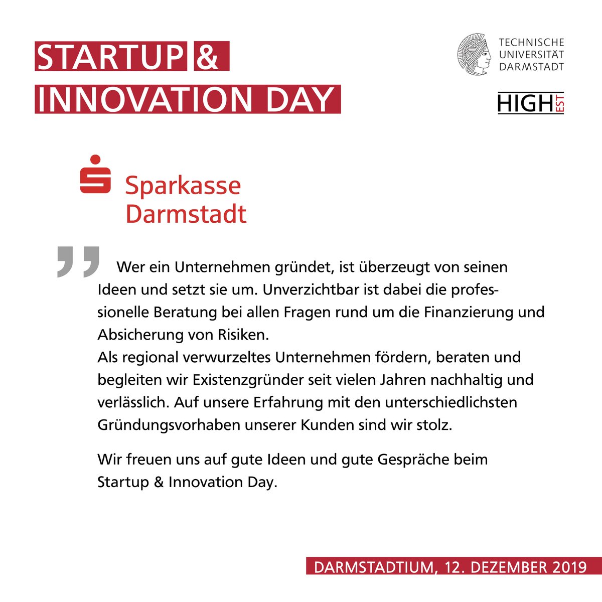 HIGHEST1877's tweet photo. Wir freuen uns darüber, dass sich auch die @sparkasse Darmstadt wieder beim #Innovationday19 engagiert! Warum sie das tun, lest ihr hier...Und zur Anmeldung geht`s hier😉👉https://t.co/7ZaBG6uBFT https://t.co/hpaeY1yzfO