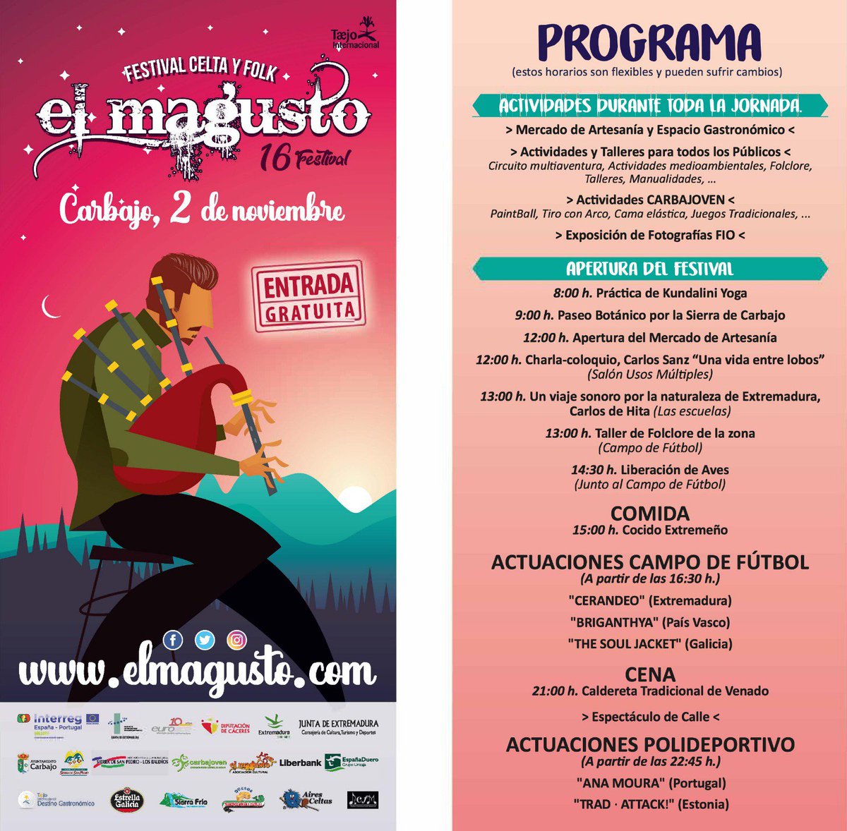 ¡¡Un festival internacional en un pueblo de 200 habitantes!!!

Así es el Festival El Magusto, un milagro del mundo rural 🌿🌱☘ en #Carbajo #Cáceres

#música
#Familia
#actividades
#MedioAmbiente 
#festivalrural
