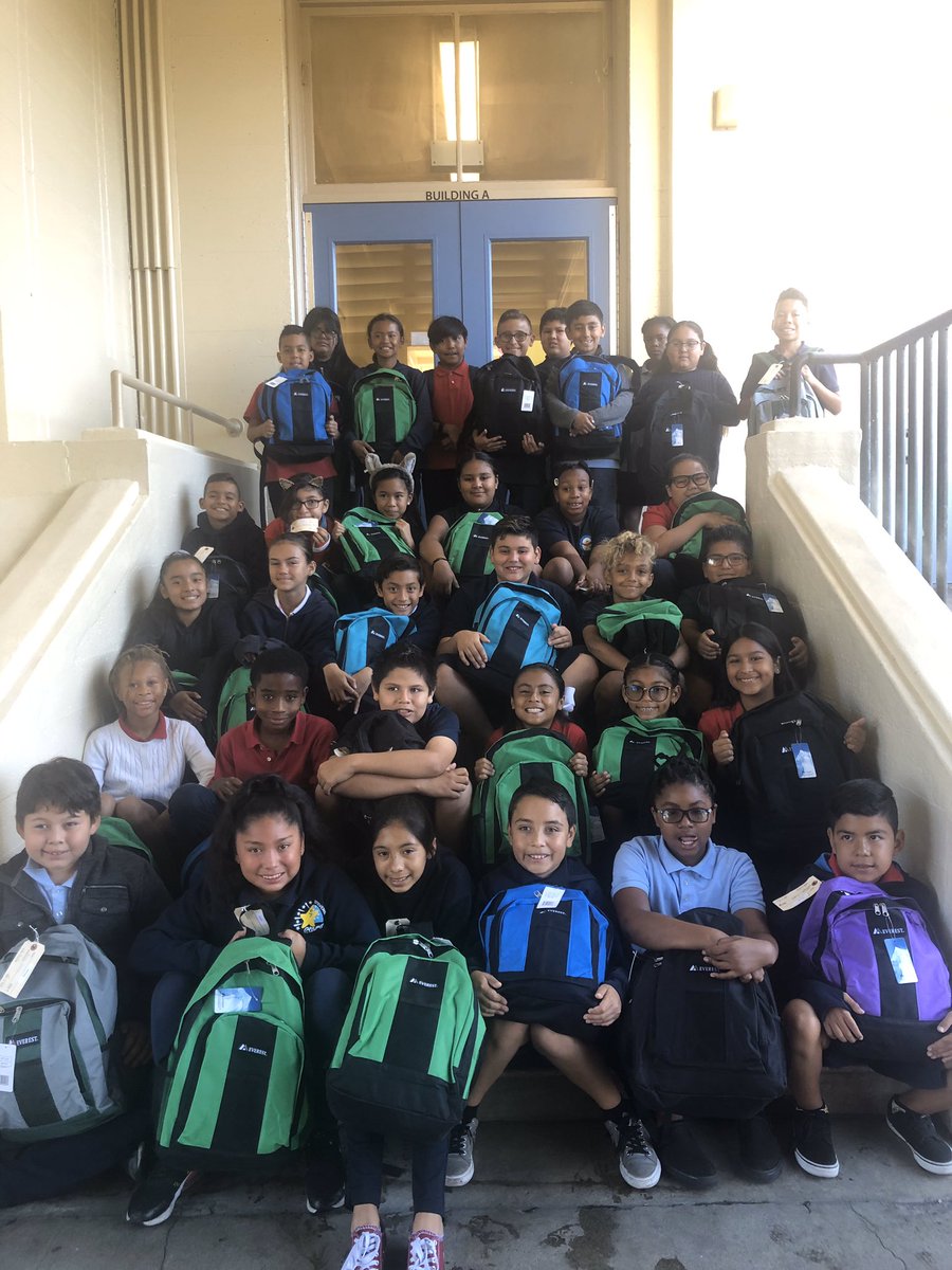 admindalton's tweet photo. Counting our blessings. The Assistance League came to Stevenson with Operation School Bell and provided over 500 of our students with backpacks filled with uniforms! #assistanceleagueLB 🙏#stevensonstars #proudtobeLBUSD https://t.co/UtRMXC9kpd