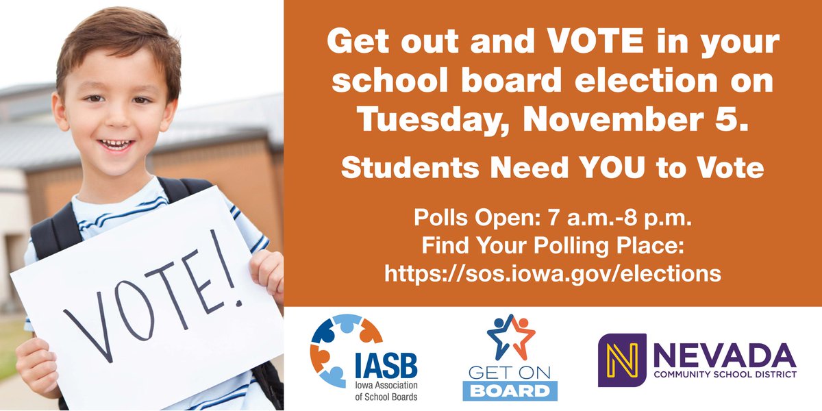 trmaier's tweet image. We are one week away from elections! I would encourage everyone to get out to vote and I would very much appreciate your vote in my local school board election. I am running for my third term on the Nevada Community School District board. Proud of what we've accomplished!
