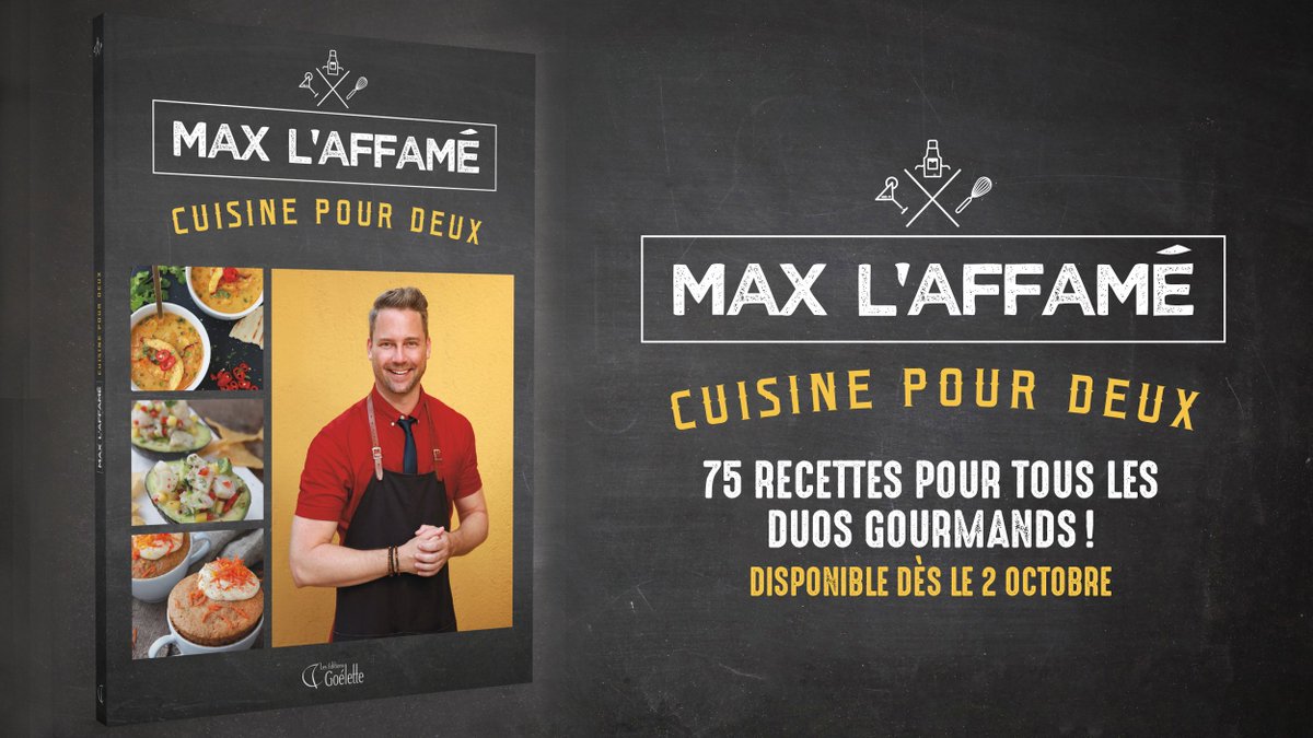 maximegt's tweet photo. J'oubli trop souvent mon twitter! Mon livre "Max L'Affamé Cuisine pour deux" est enfin dans toutes les librairies! #cuisinepourdeux https://t.co/Z9VW7GbVlY