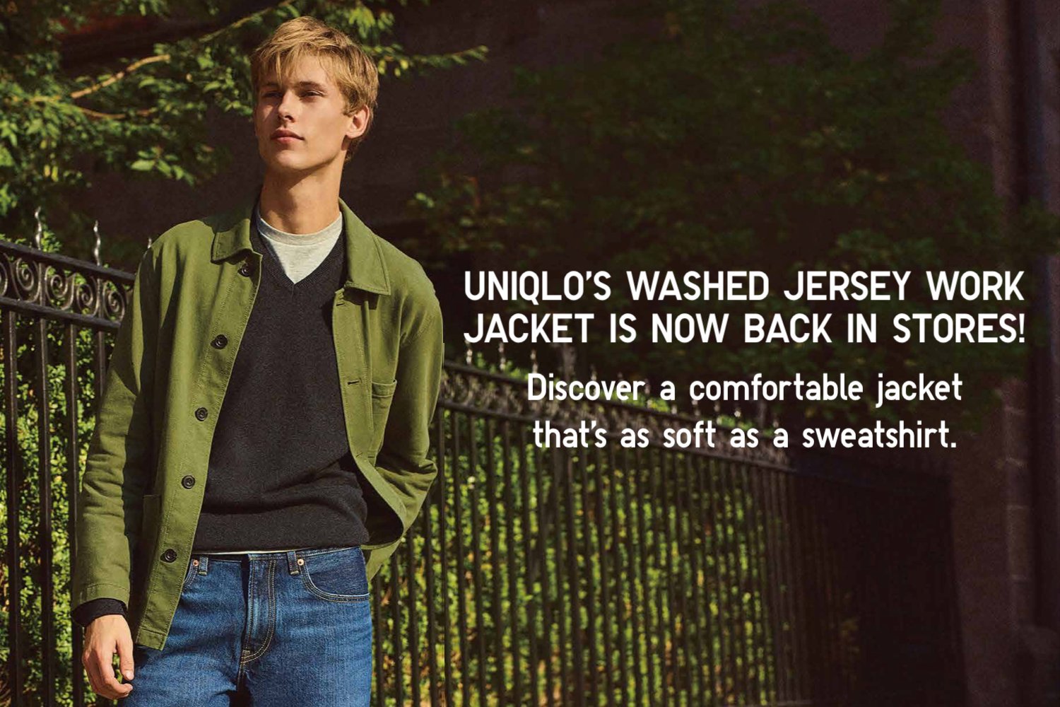 Uniqlo men washed sales jersey work jacket
