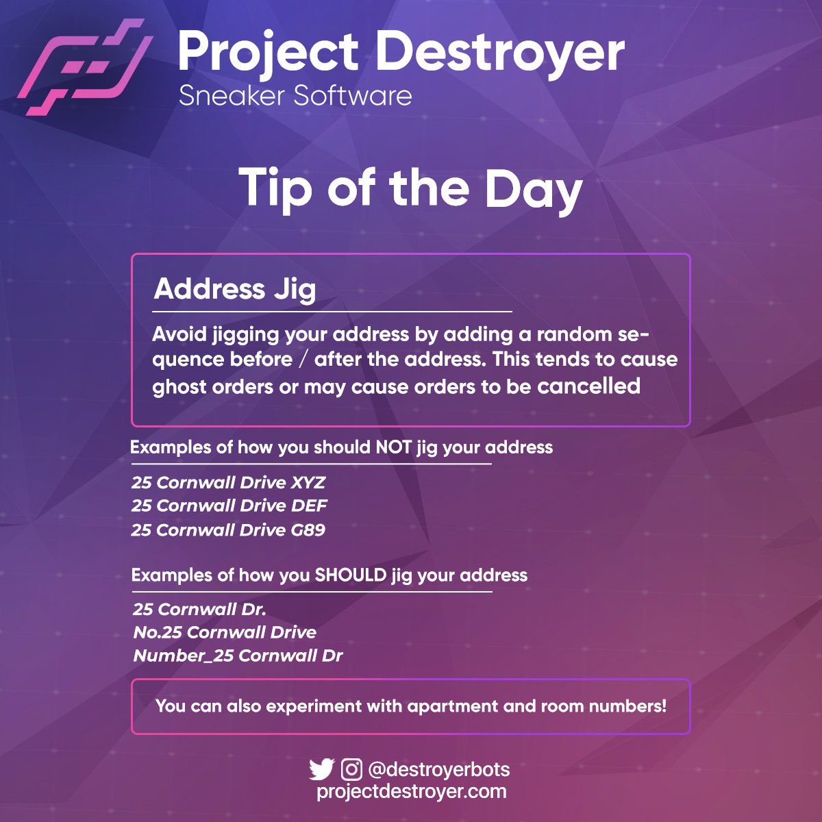 destroyerbots's tweet photo. #PDTips
Have you ever wondered how people are able to get a bunch of items delivered to their house? Do you know what an Address Jig is? Check out this PD Tip to find out how!
-Noah https://t.co/9hmBUvj4oG