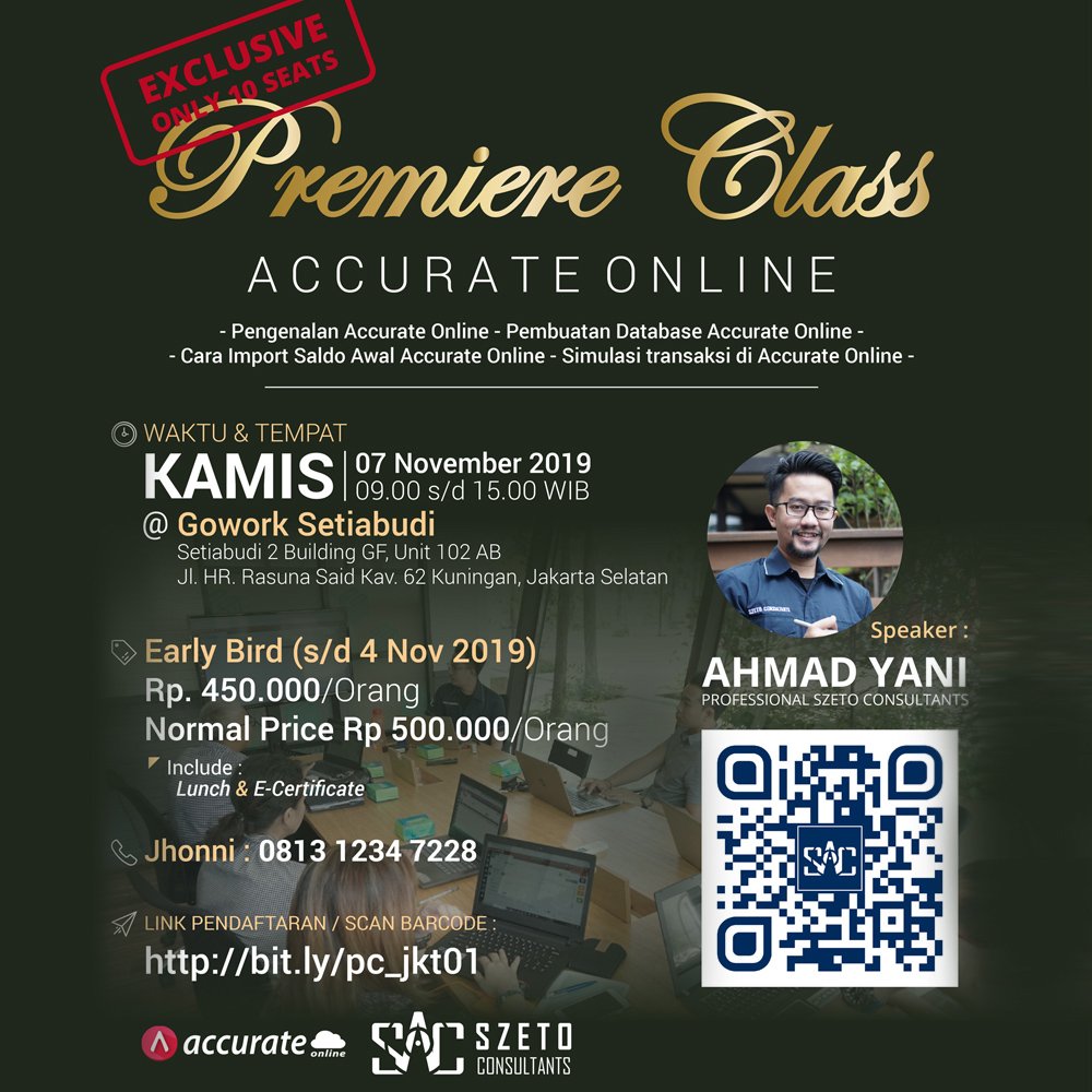 accurateid's tweet photo. Premiere Class Accurate Online
โ
Kamis, 7 November 2019
Pukul 09.00 s/d 15.00 WIB
Gowork Setiabudi
Setiabudi 2 Building GF, Unit 102 AB
Kuningan, Jakarta Selatan
Daftar segera!
https://t.co/095Q62dGrY
โ
#event #workshop #workshopaccurate #infojakarta #infojkt
โ https://t.co/hRUDhjLxUa