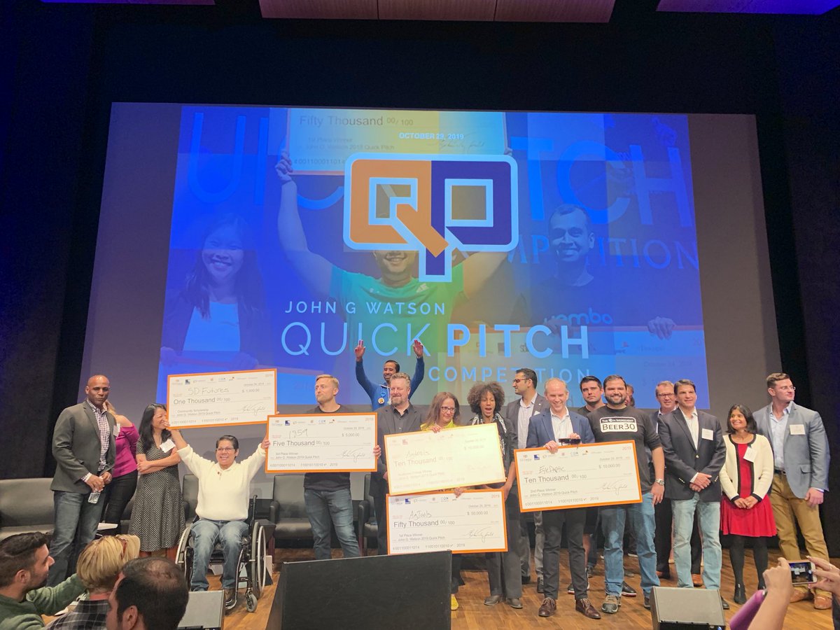 CoxCalifornia's tweet photo. Congrats to all the #QuickPitch19 finalists and the winners, 1859 (3rd place), @Eyedaptic (2nd place) and @ag_tools (1st place + audience choice) on your funding! #QuickPitchSD https://t.co/BosfbHBVf6