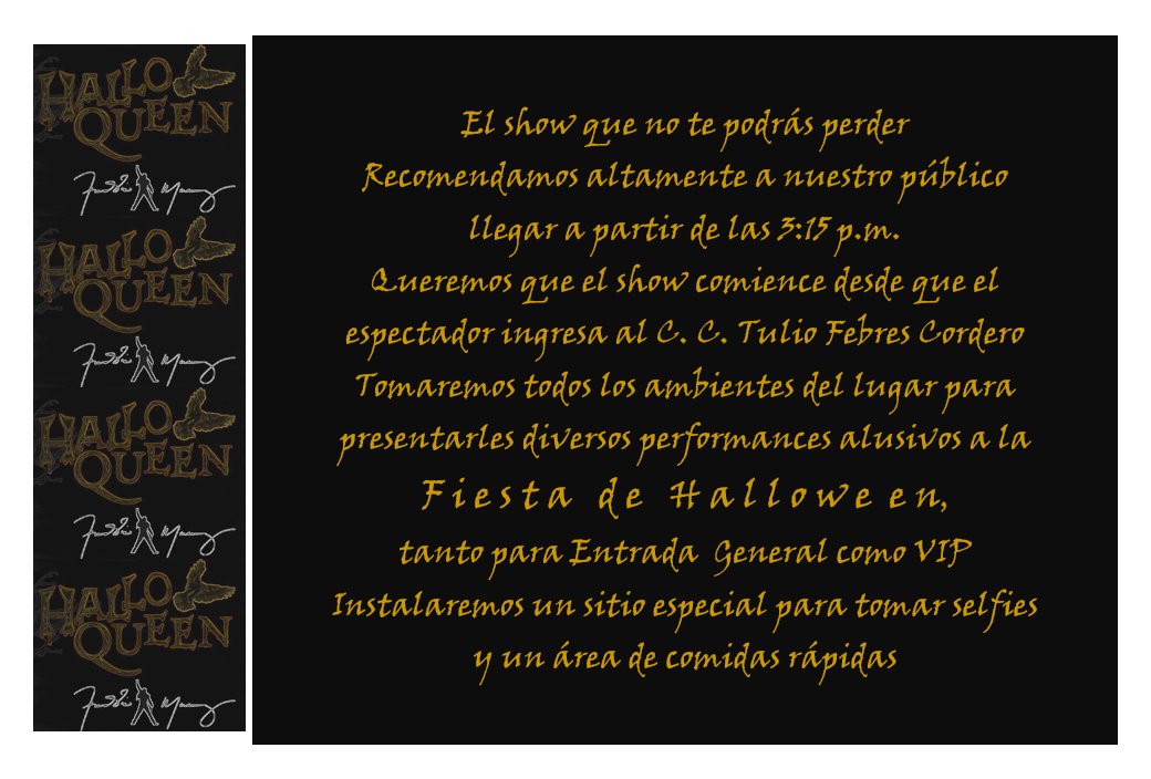 01 y 02 de noviembre, 4 p.m. Centro Cultural Tulio Febres, HalloQueen, montaje Rock Sinfónico que no te puedes perder!