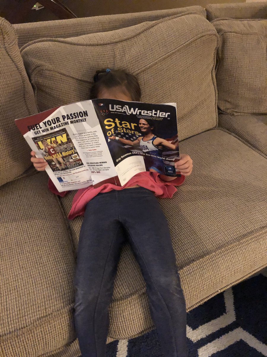 Karson05's tweet image. I asked Lila what one her long term goals for wrestling were. Her answer without looking up...
For @AdelineGray to read a wrestling magazine with her on the cover of it one day #WrestleLikeAGirl  @WrstleLikeAGirl