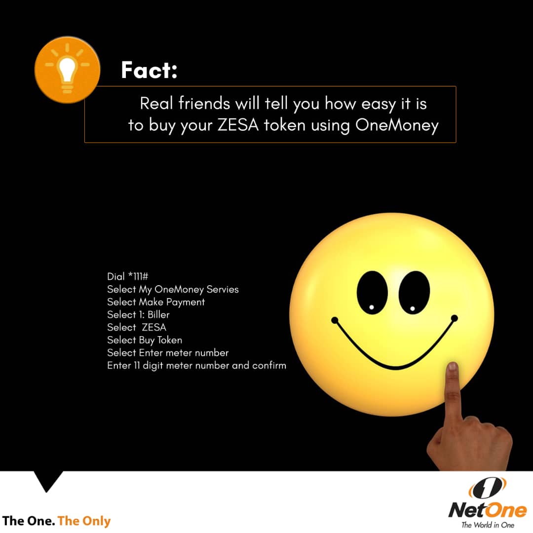 OneMoneyZw's tweet photo. A fact everyone must know! Buy your prepaid electricity tokens using @OneMoneyZw . It's #OneTime.
#MoveOverToNetOne
#NetOneIsTheGoToNetwork https://t.co/YgmEkUqjQB