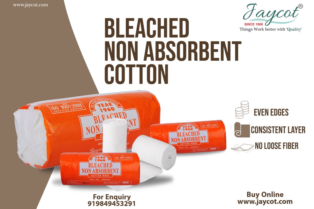 Jaycot Industries On Twitter Bleached Non Absorbent Cotton Wool Is Widely Consumed For Medical And Cosmetic Applications Jaycot Provides Raw Material Superior Short Staple Cotton With Rough Texture Buy Online Https T Co Gn9jqkgps4 For Enquiry