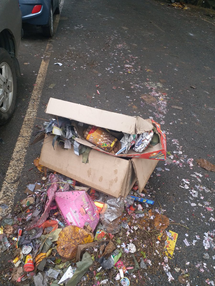 archanakra's tweet photo. Ask your conscious, you burst the crackers. U had fun, you invested money. You polluted #envirnoment But why ur expecting others to #CleanYourShit . Who is responsible for this. My Dear so called #Responsible #citizens take care of your waste. It's really difficult for our PKs. https://t.co/B565CkIV4u