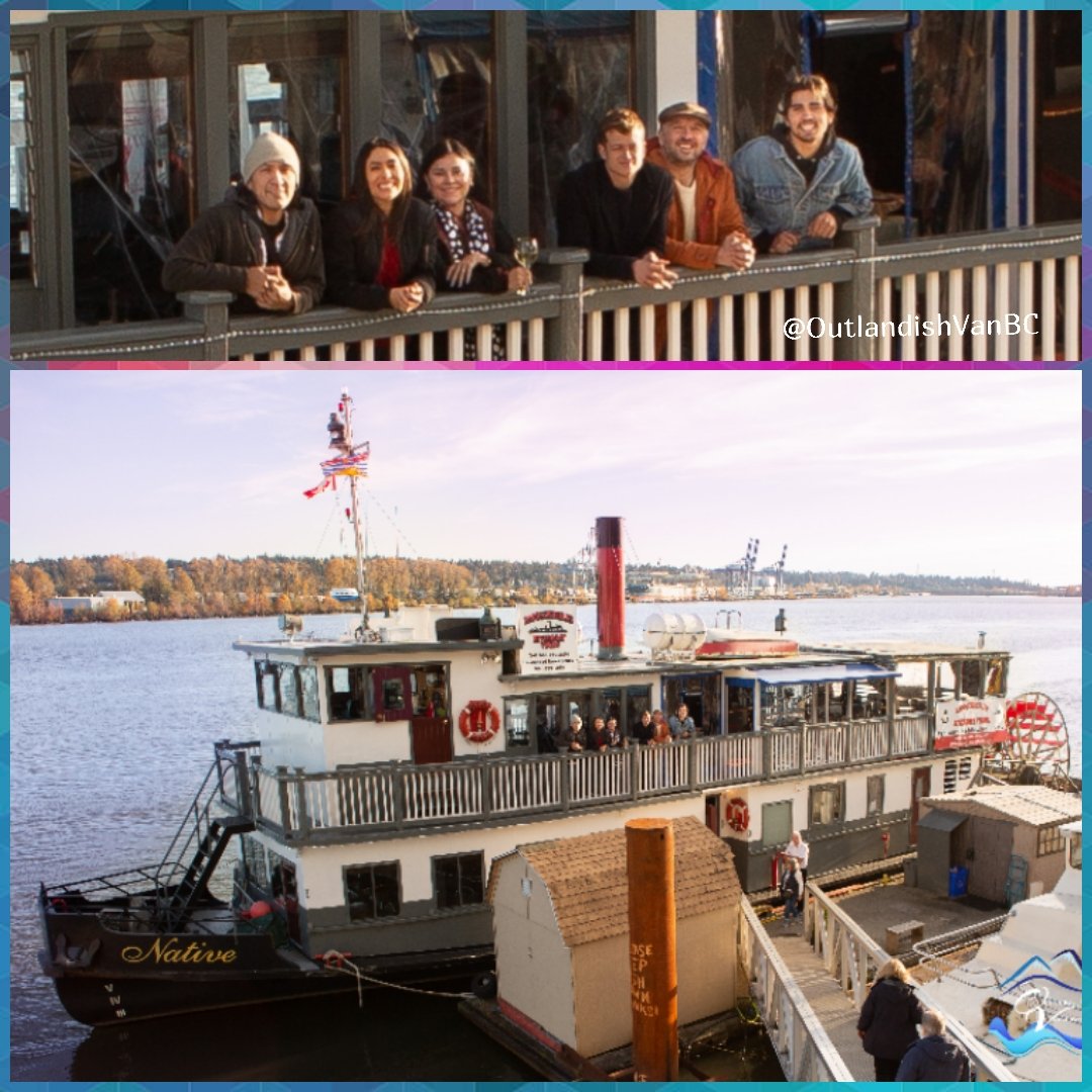 OutlanderAdven's tweet photo. I loved seeing these wonderful people on the boat! The last activity of a great weekend on the Fraser River with 1st Mate MacKenzie, and the weather was perfect. #EdSpeleers #BraedenClarke #Outlander https://t.co/kugLQBPDJw