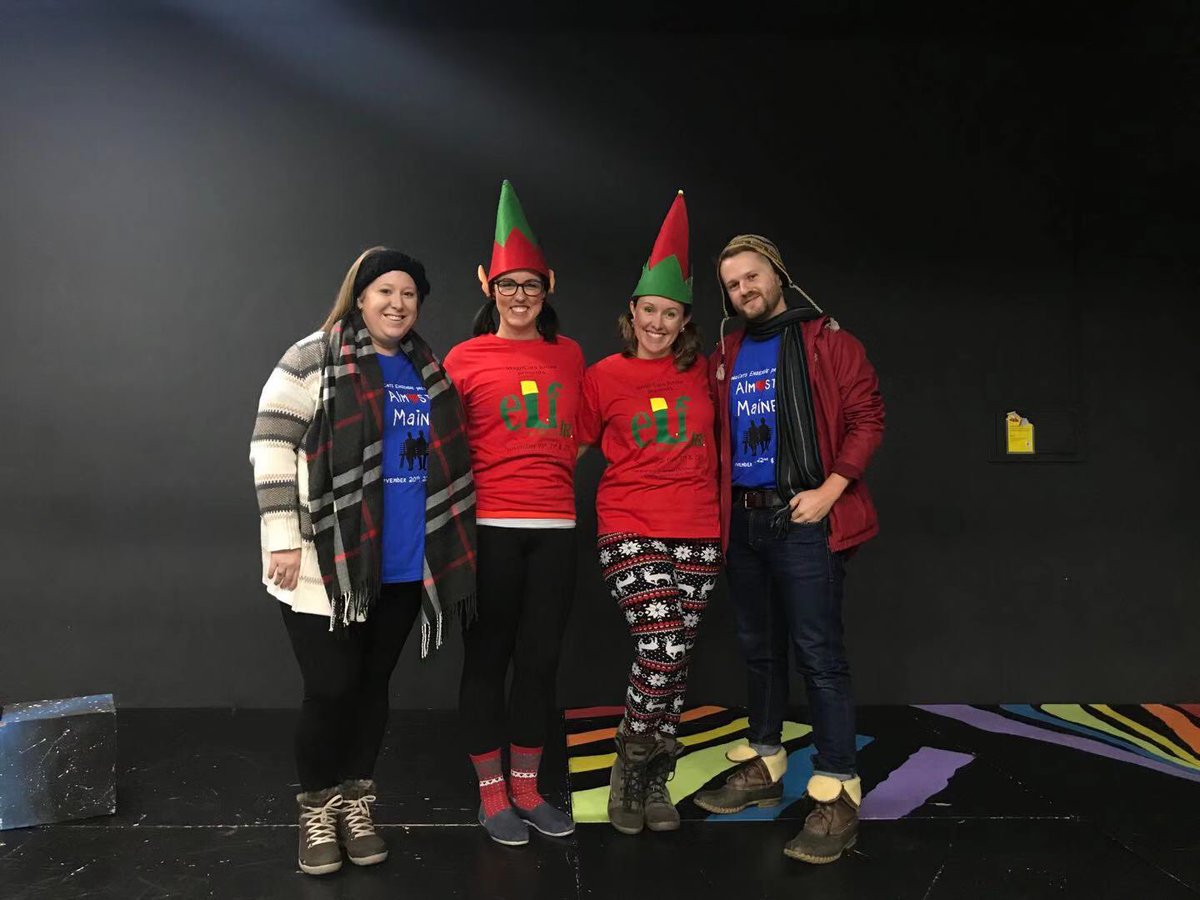 When your #Halloween costumes are “Go see Elf!” and “Go see Almost, Maine!” #shamelessshowpromo #CISBStageCats #StageCatsRemix #myCISB