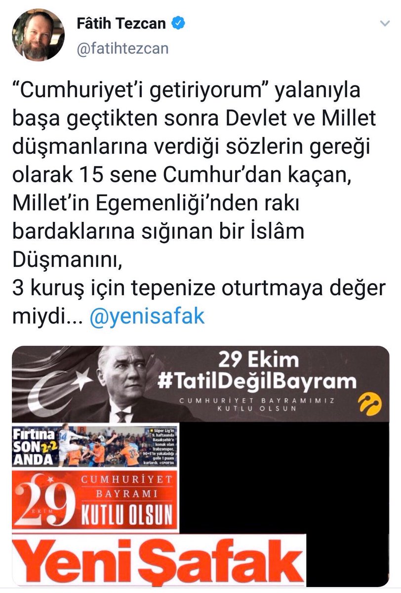 Eğer ülkedeki adalet mekanizması Cumhurbaşkanına 6-7 yıl önce hakaret edenleri resen soruşturup, yargılıyor ve buna ilişmiyorsa yere batsın adalet anlayışınız! Gazi Mustafa Kemal’e alenen hakaret eden kişi ve kişiler acilen yargı önüne çıkarılmalıdır!!