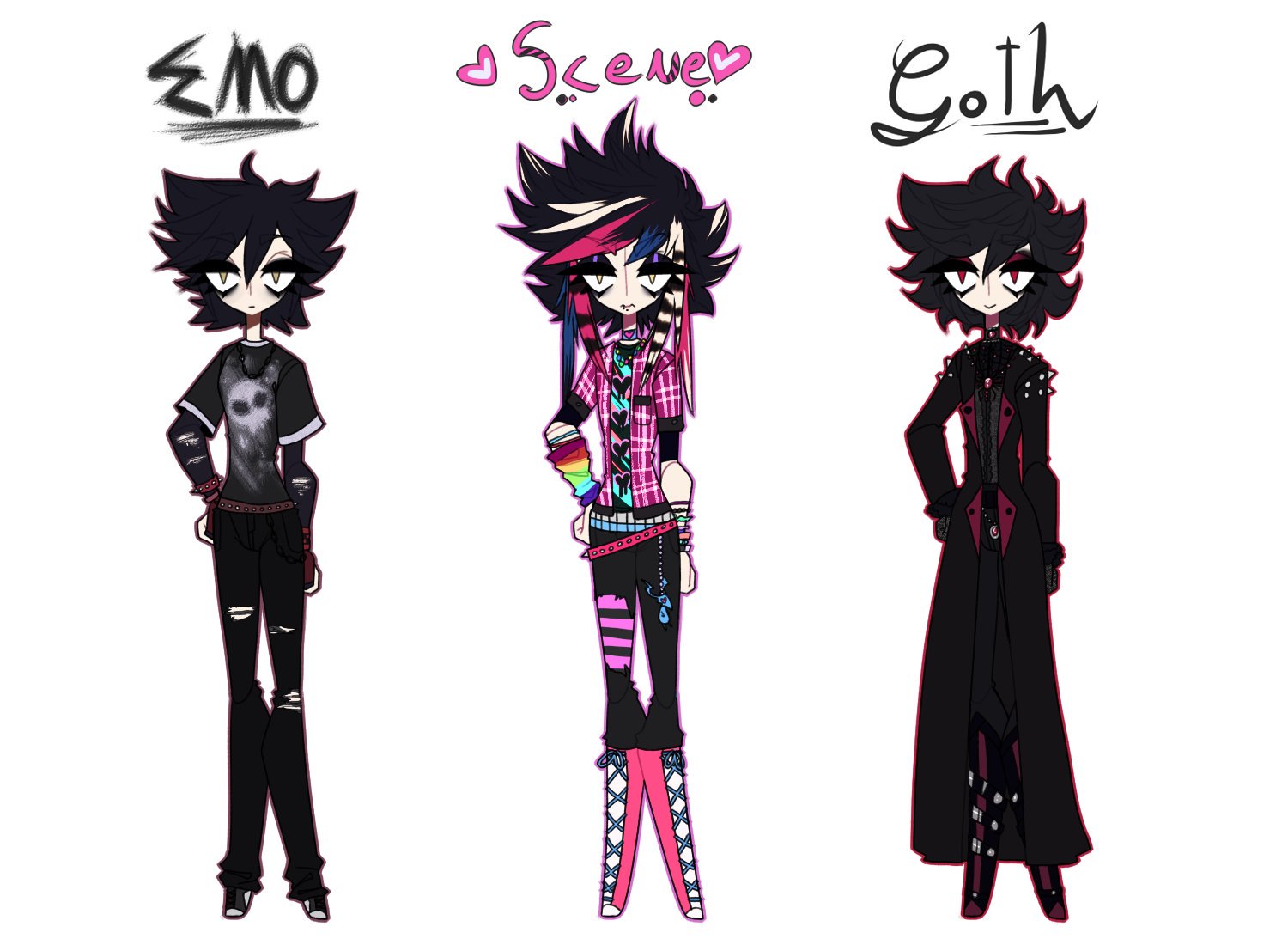 dolly ♡✧ on X: &ldquo;the differences between emo, scene, &amp; goth 
