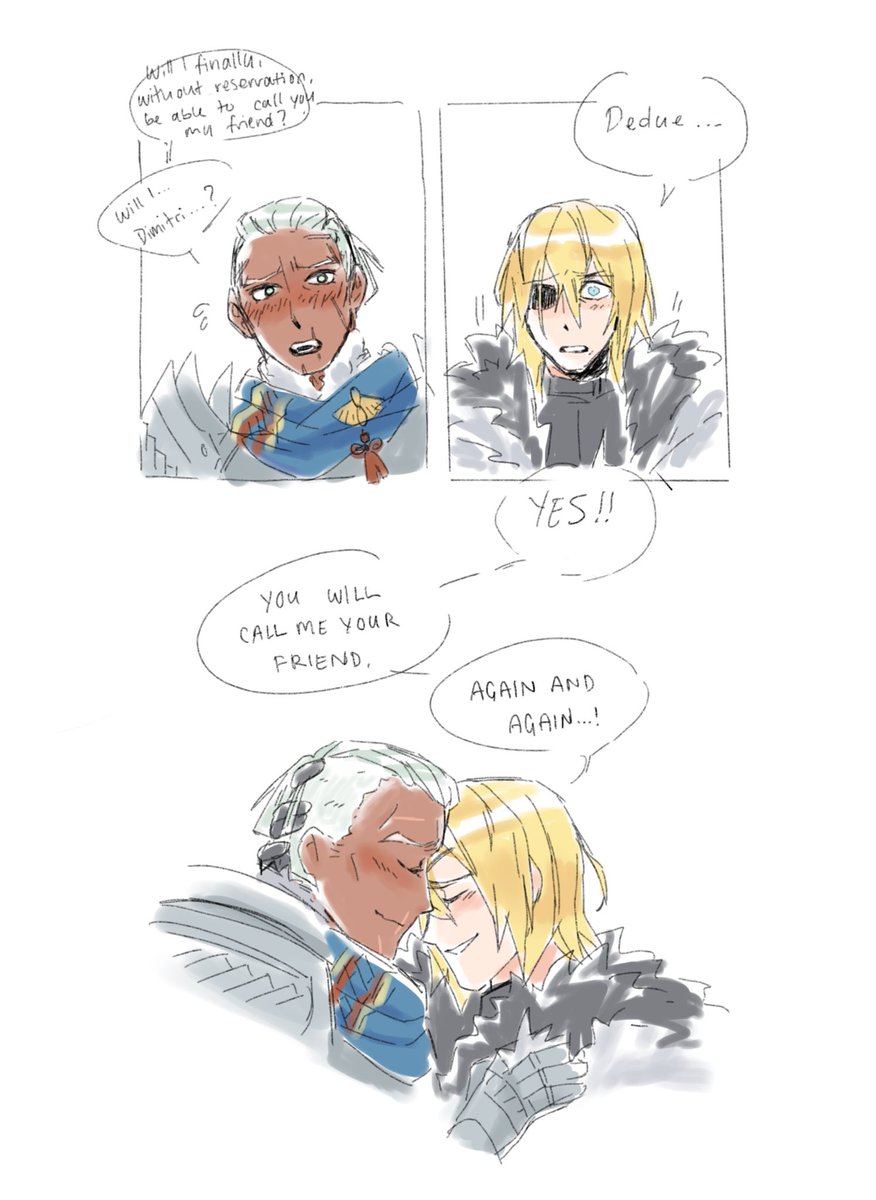 dimitri/dedue A rank redraw doodles for deduesday bc have you ever seen two men who cherish each other so much?? ╥﹏╥ 