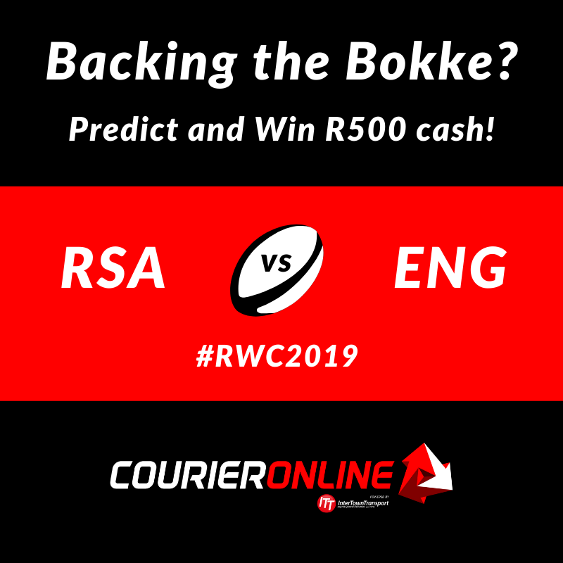 CourierOnlineSA's tweet image. The #RWC2019 competition cash prize worth R500 is still up for grabs!

Accurately predict the final result for Saturday’s clash and you could win R500 cash!
LIKE our page, SHARE this post and COMMENT your prediction below to enter.

Ts and Cs apply.

#CourierOnline #Competition