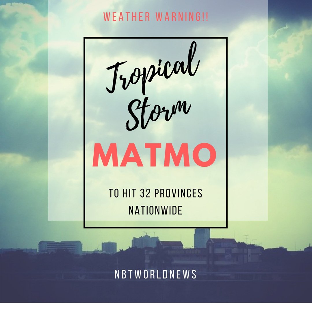 NBTWORLDNews's tweet photo. The Meteorological Department issued a warning to people in 32 provinces nationwide to brace for isolated heavy to very heavy rain from October 30 – November 02, 2019.

#Meteorologicaldepartment #tropicalstrorm #heavyrain #isolatedheavyrain #WeatherUpdate #พายุโซนร้อน #กรมอุตุ https://t.co/xbM1RiKfuO
