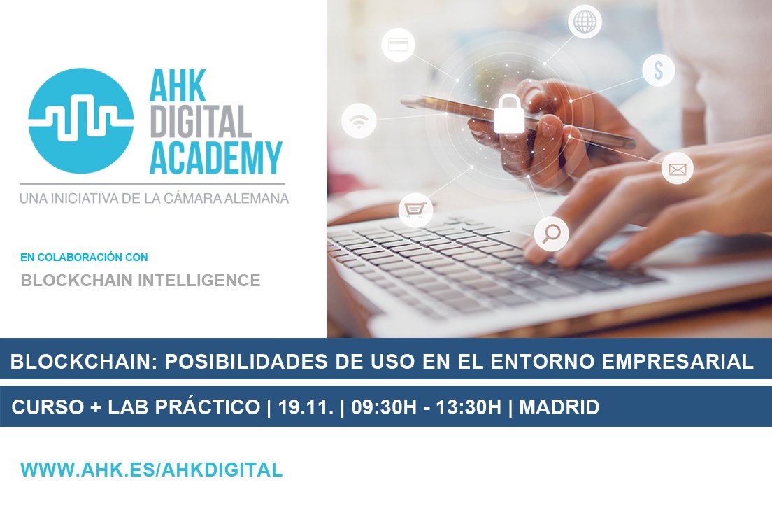 ¿Cómo aprovechar la tecnología Blockchain para generar nuevos modelos de negocio y hacer más eficientes los actuales? Descúbrelo en el curso sobre #Blockchain de la #AHKDigitalAcademy ¡Inscríbete ya! 

👉🏻www2.ahk.es/event/curso-ma…