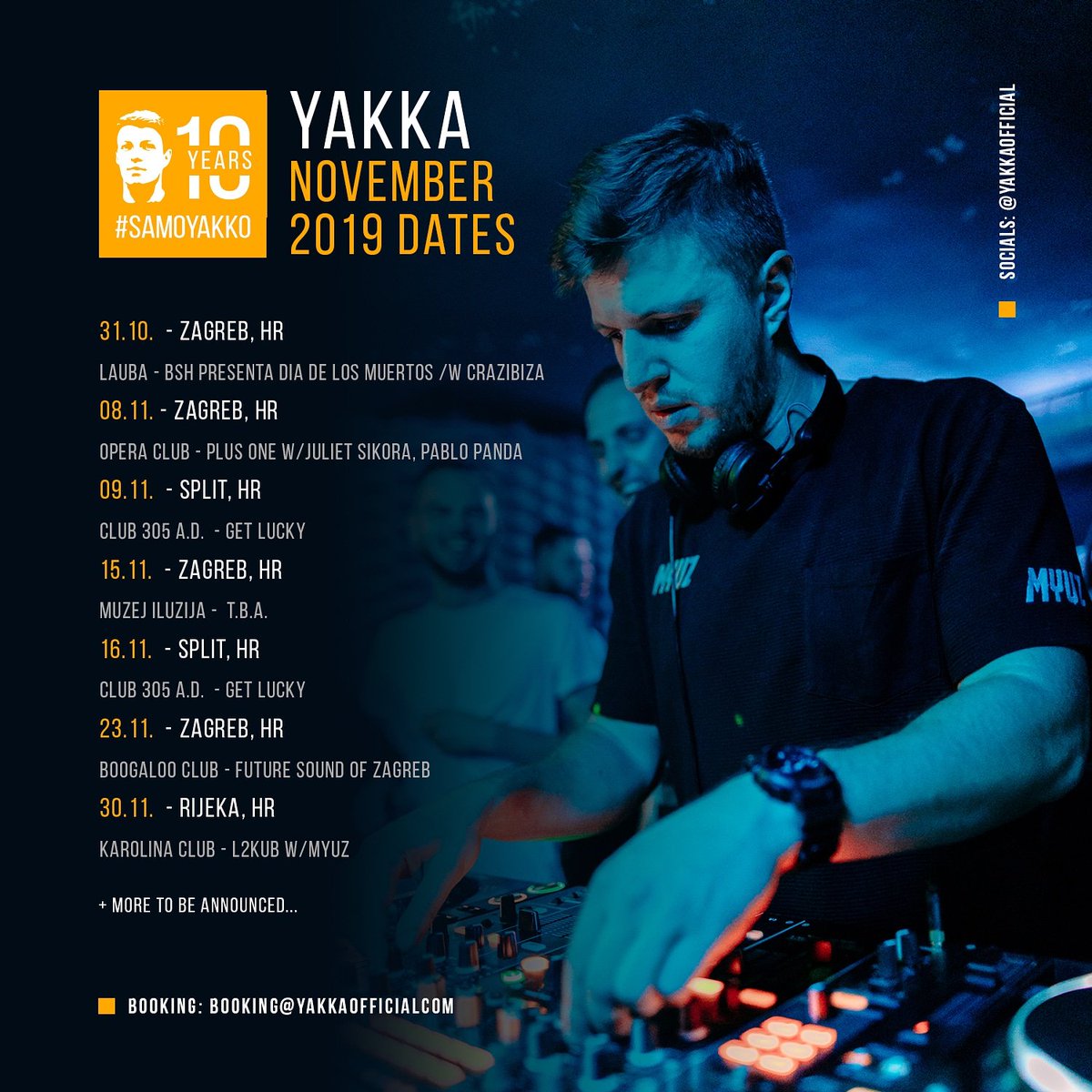 My November 2019 gig dates! #samoyakko #yakka #housemusic #croatia