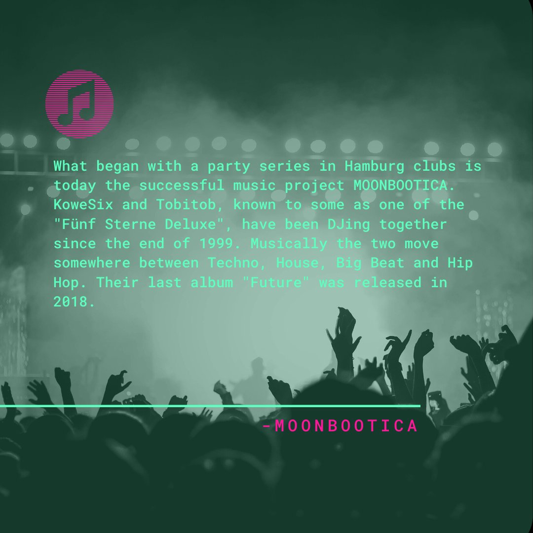 And here comes the next headliner: Moonbootica! After all the inspiring talks they will make you want to hit the dance floor with their mix of techno, house and hip hop!

#moonbootica #artist #housemusic  #conference #techlife #digitallife #festival #technews #techworld