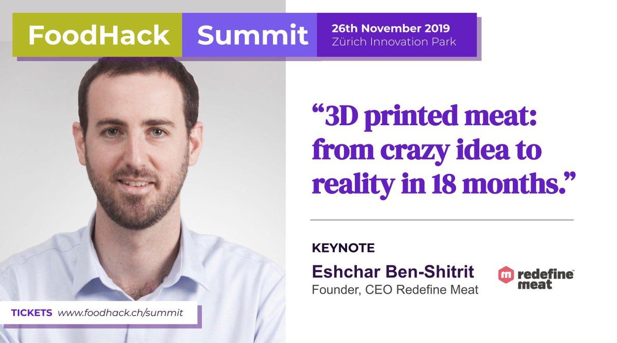 Meet the man saving the world, one 3D printed steak 🥩 at a time. Learn more about Eshchar, Founder/CEO of #Redefinemeat on our latest #FoodHackSummit speaker highlight 👇 foodhack.ch/articles/2019/… #Plantbased #FoodTech #FoodTechNews #FoodInnovation #Vegan #3dprint #MeatFree