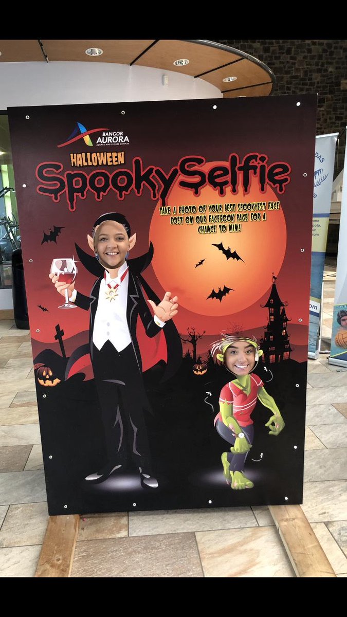 Come join us for a Spooktacular visit at Bangor Aurora.

Take a Spooky Selfie and upload to our facebook page using #spookyselfie to be in with a chance of winning a Family Pass to be used for Leisure Waters

Winner will be picked on Monday 4th November