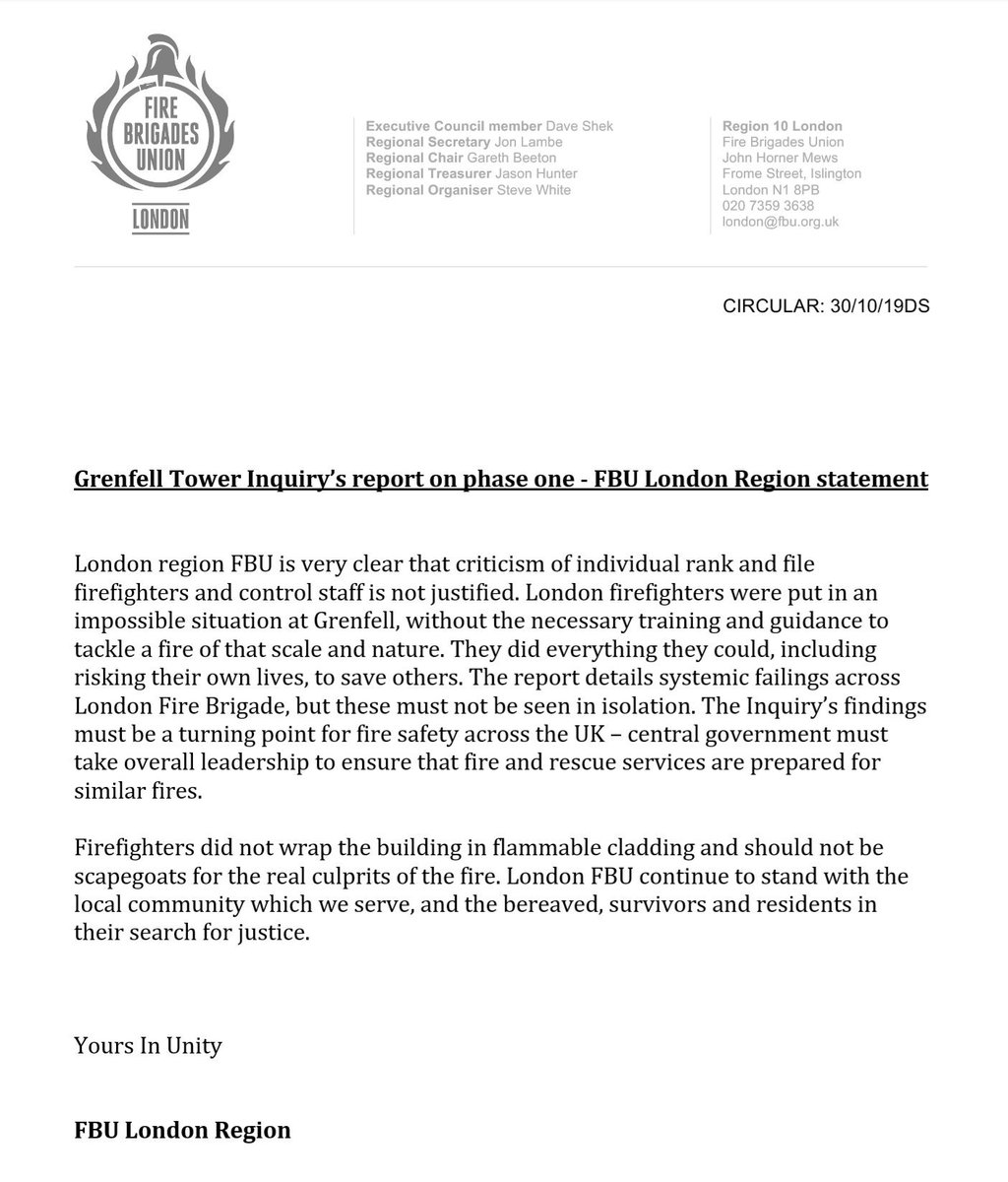 Grenfell phase one - FBU  London statement.

RT