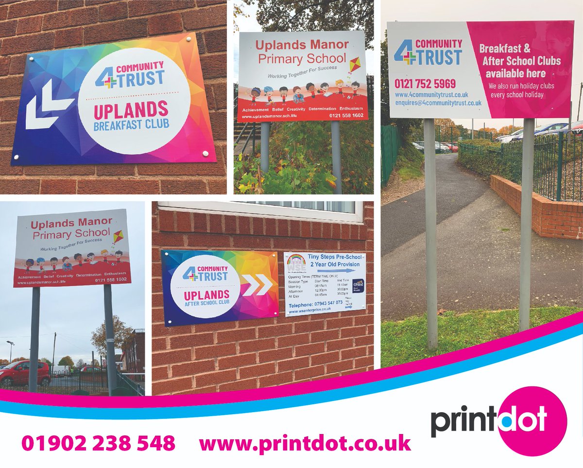 Printdot's tweet image. Our latest school project; Uplands Manor Primary. From design to print and production we fitted 12 signs. Ranging from individual letters, post signs, fence signs and wall signs we completed within 5 hours!

📞 01902 238 548
📧 enquiries@printdot.co.uk
🌐 printdot.co.uk