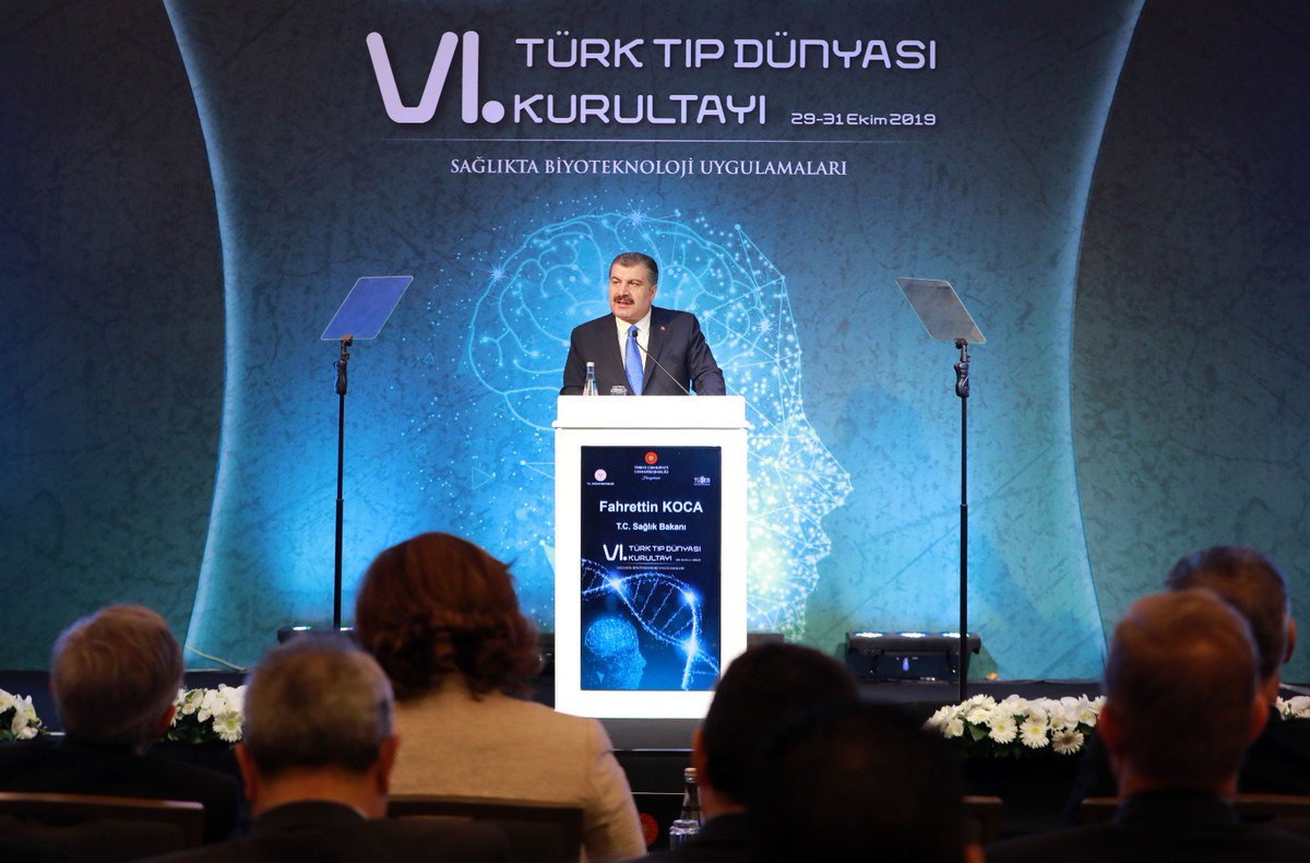 saglikbakanligi's tweet photo. VI. Türk Tıp Dünyası Kurultayı’nda Sağlık Bakanı Dr. Fahrettin Koca, Türkiye Genom Projesi’nin 29 Ekim 2019 itibarıyla kapsamı genişletilerek resmen başladığını duyurdu. Sayın Koca, “Ar-Ge çalışmalarına ayrılan payın artmasıyla geri dönüş hızının da artacağını öngörüyoruz.” dedi. https://t.co/7NrNiqIbSO
