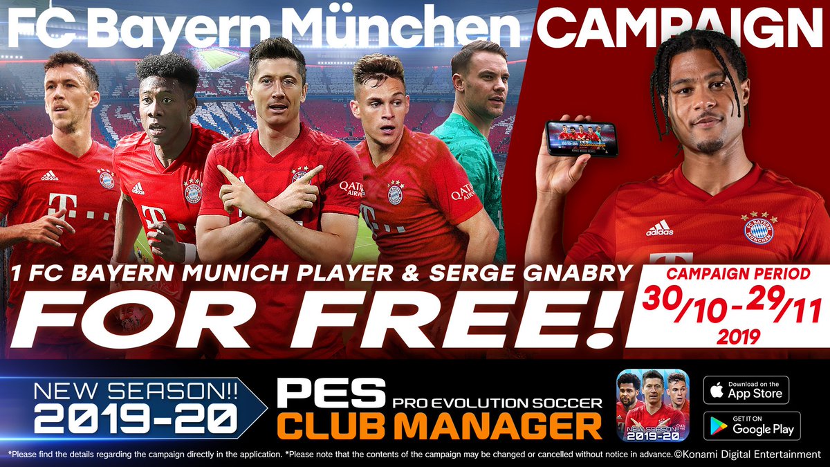 Pes Club Manager A Free Scout For A 7 Fc Bayern Munchen Player Is Currently Underway And Our New Ambassador Serge Gnabry Is Given To All Managers Also A Special