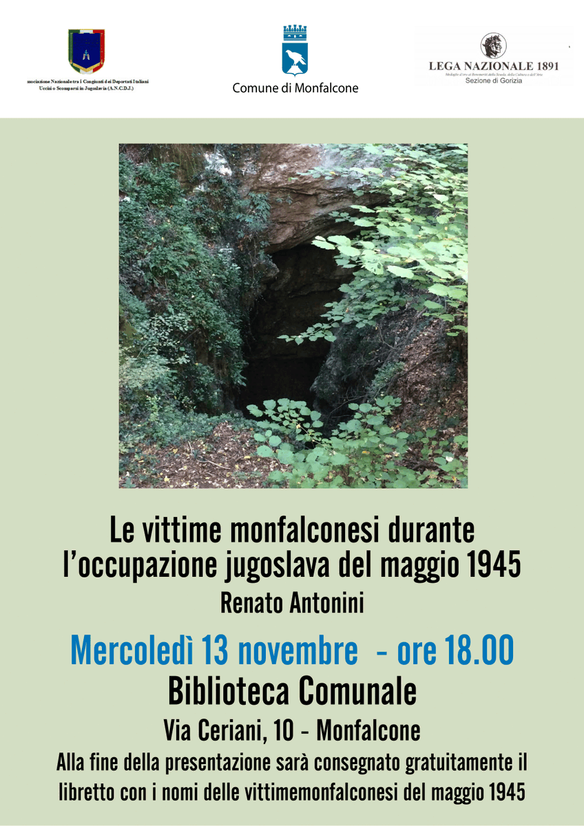 LegaNazionale's tweet photo. #Cisint #LegaNazionaleMonfalcone #Gorizia Le vittime monfalconesi durante l’occupazione jugoslava del maggio 1945 https://t.co/hdlhPDFfHh