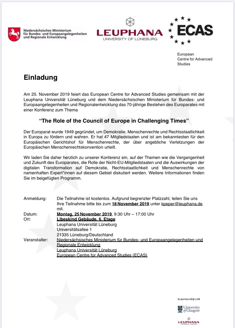 Glasgow Centre For International Law And Security On 25 November 19 Two Gcils Members Jorg Terhechte And Cjtams Will Participate In A Workshop Marking The 70th Anniversary Of