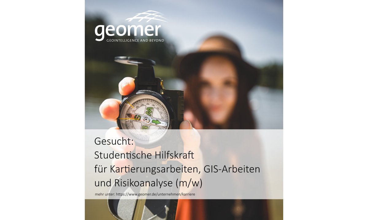 wir suchen eine Studentische Hilfskraft für Kartierungsarbeiten, GIS-Arbeiten und Risikoanalyse (m/w) mehr Infos: bit.ly/34hRp1l