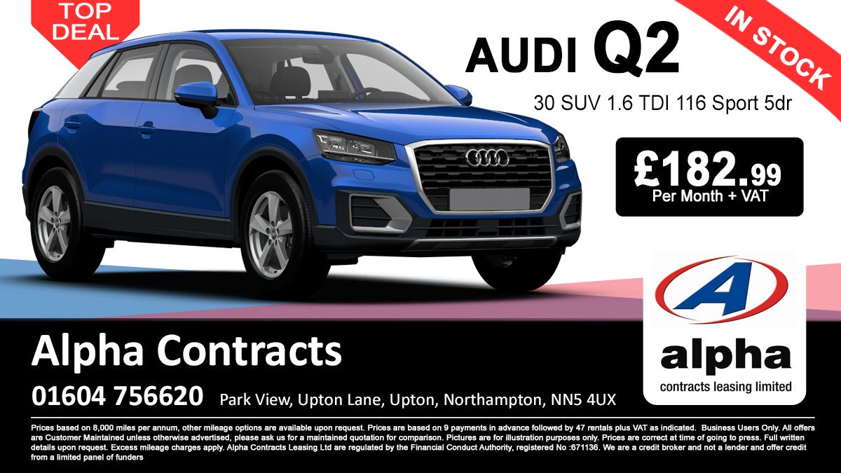 AlphaContracts's tweet image. ⭐️SPECIAL OFFER⭐️

Brand new Audi Q2's in stock! From £182.99 per month + VAT!

01604 756620 - alphacontracts.co.uk/business-lease…

Car leasing made simple - We can quote any make or model!