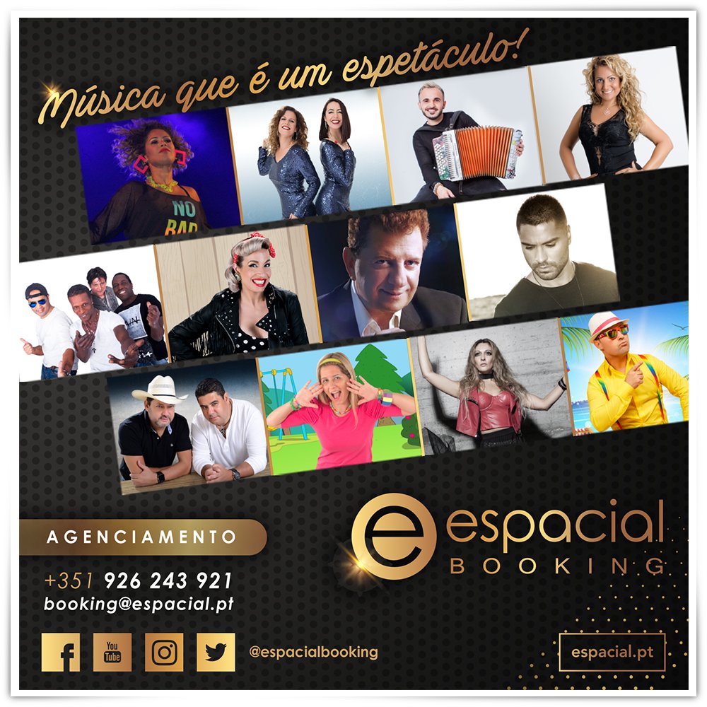 EspacialBooking's tweet photo. ESPACIAL BOOKING – Música que é um espetáculo!...
Tm.: +351 926 243 921 | booking@espacial.pt

#adrianalua #bombocas #chrisribeiro #elenacorreia #irmaosverdades #joana #jorgeferreira #leandro #lucasematheus #recreiodaanita #suzana #viramilho https://t.co/zjlKWqZnsK