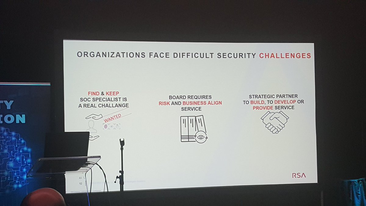 Minaperrot's tweet photo. Corne Van Rooij from @RSAsecurity on stage at #Socsummit in budapest about the security challenges faced by organizations https://t.co/1RUL3JUZFt