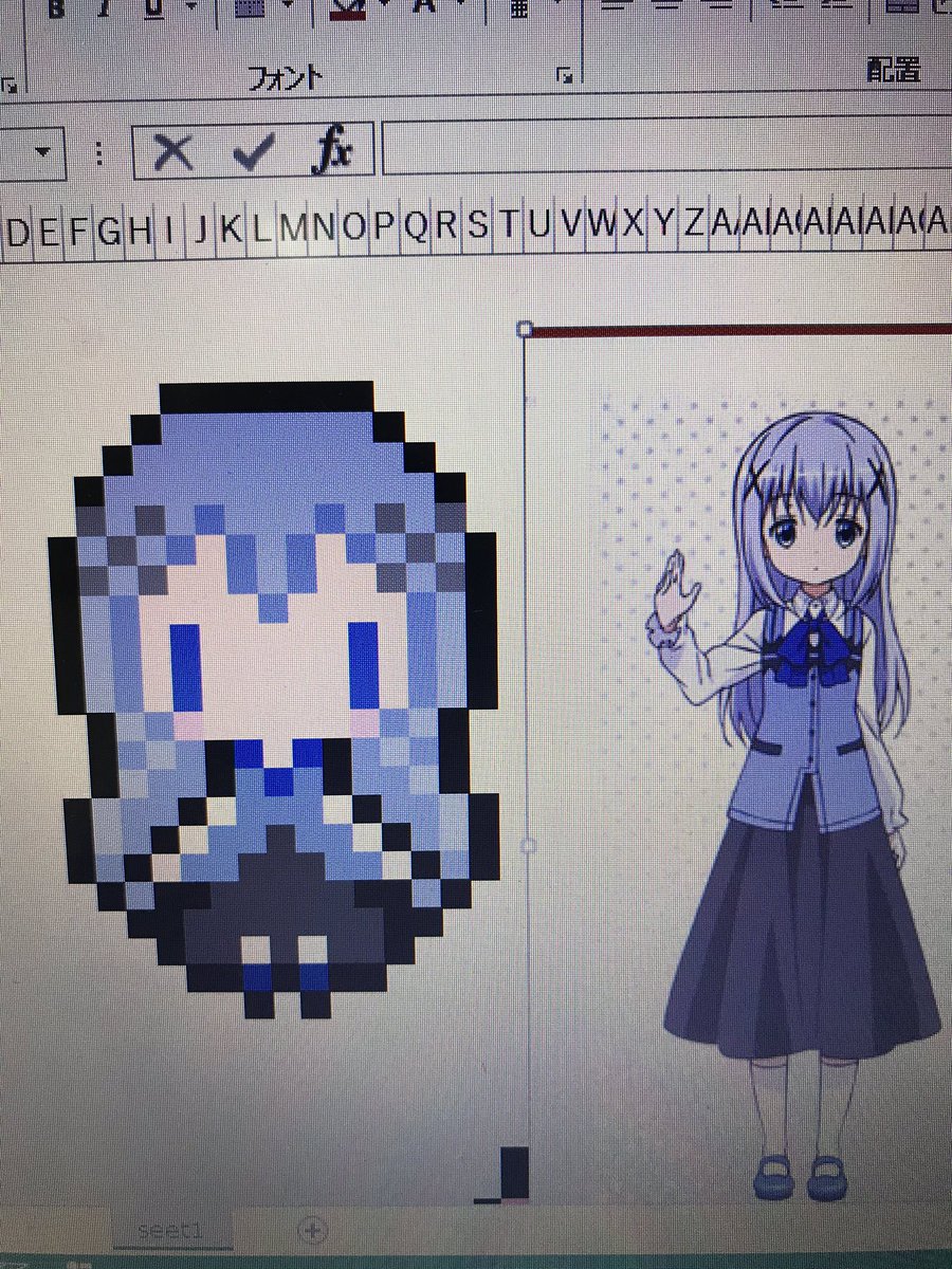 ごちうさの図案作成中。 ああ、チノちゃん可愛い💕