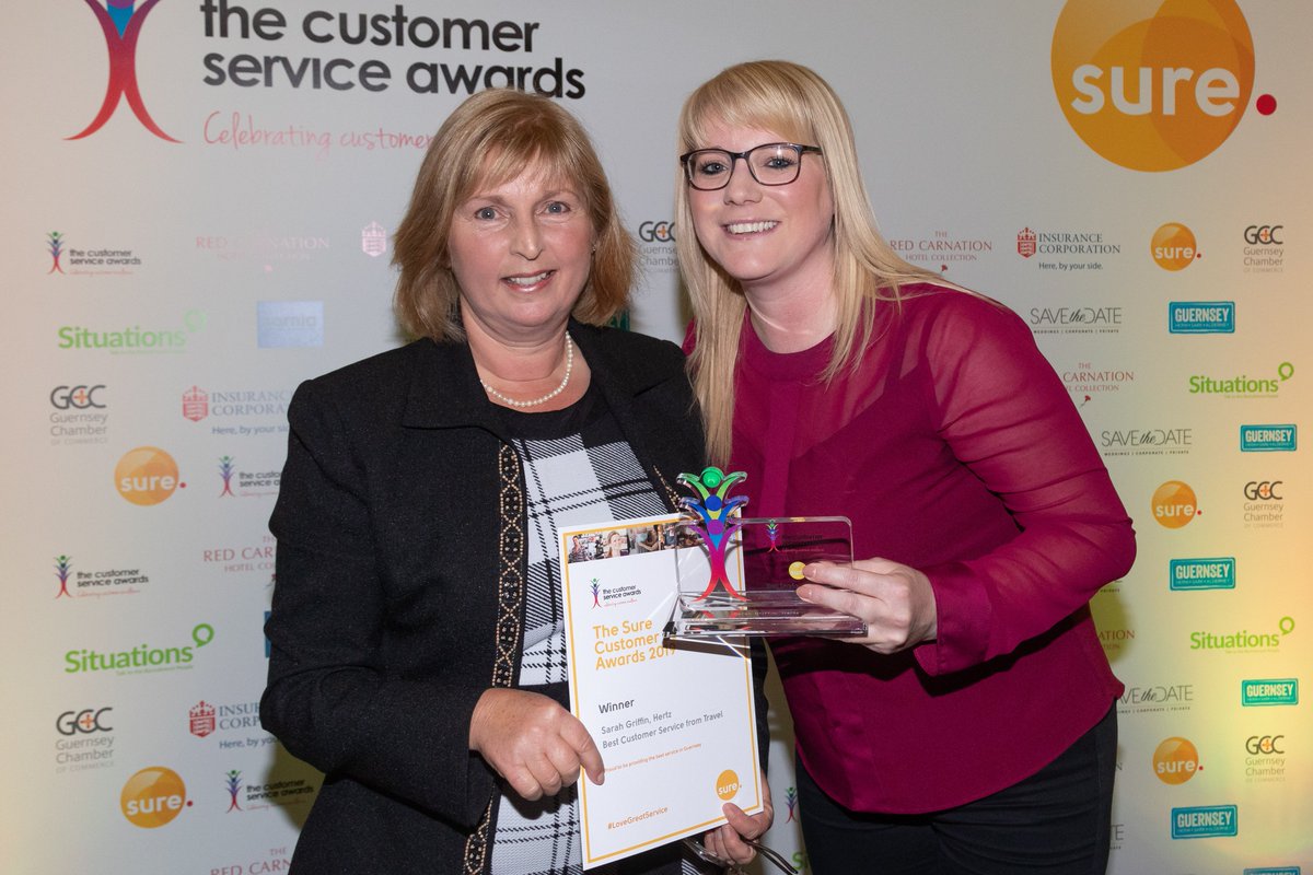 Congratulations to the winners of the Sure Best Customer Service from Travel. In Guernsey the lovely Sarah Griffin from <a href="/Hertz/">Hertz</a> car rental and in Jersey the fab team from <a href="/LibertyBusje/">LibertyBus</a> - helping tourists and locals get from A to B with a smile on their faces! @suregsy @surejsy