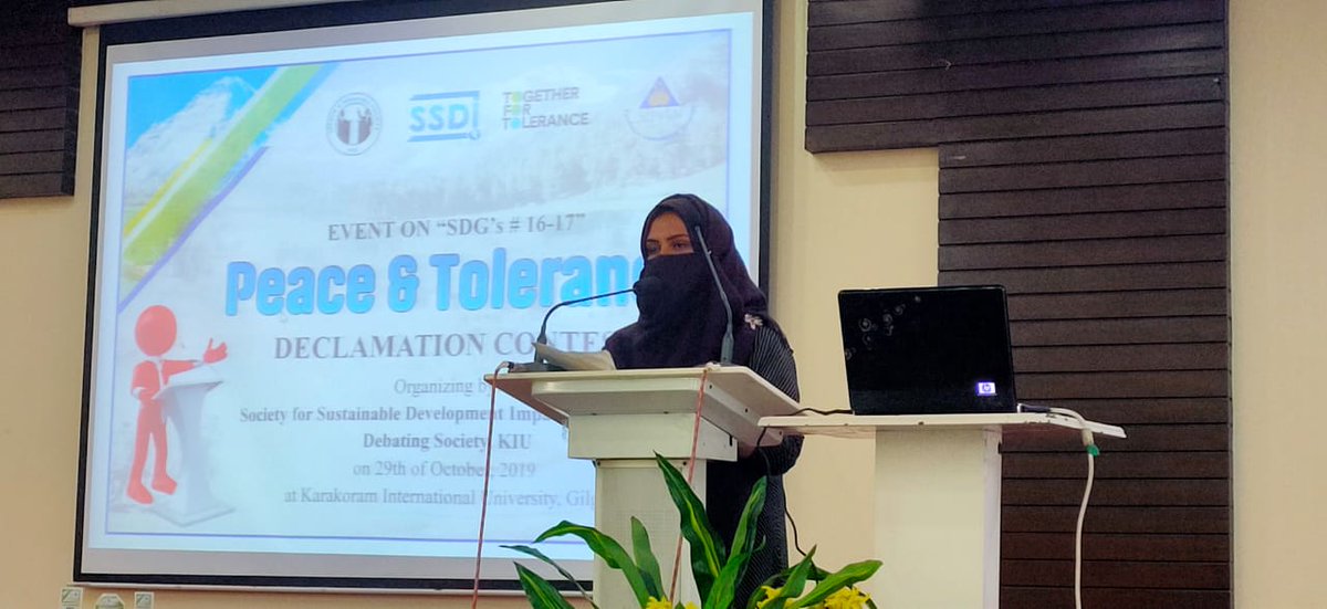 TFTolerance's tweet image. TFT Team Gilgit organized declamation contest themed around peace and tolerance with the collaboration of SSDI in Karakoram International University, Gilgit. Worthy Vice-Chancellor Prof. Dr. Attaullah Shah was the guest of honor for the event. 

#TogetherForTolerance 
#TeamGilgit
