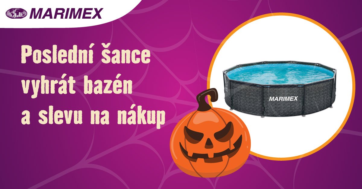 🎃🎃🎃 Zapojte se do halloweenské soutěže a vyhrajte bazén Florida Ratan. Navíc sleva na nákup pro každého!
Hrajte na hra.marimex.cz