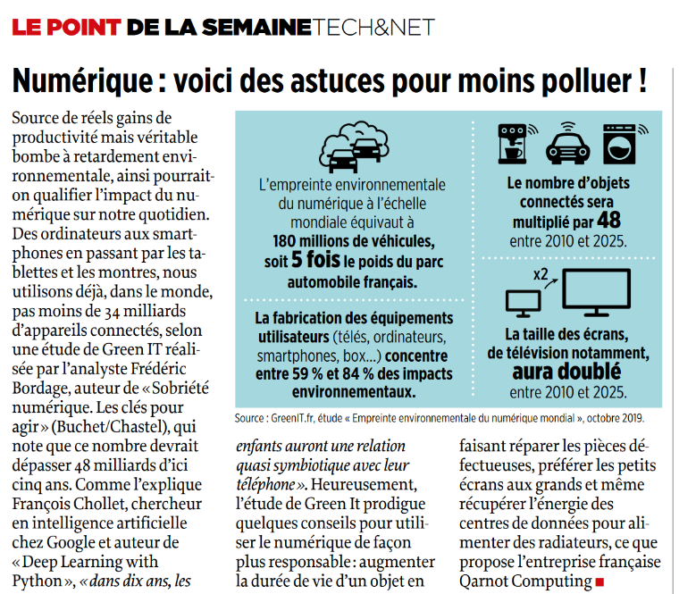 Qarnot's tweet photo. Cette semaine, @LePoint parle de la pollution numérique !
Qarnot citée parmi les solutions pour un numérique durable
#greencomputing
#computinganywhere https://t.co/0ugl9Ms4j0