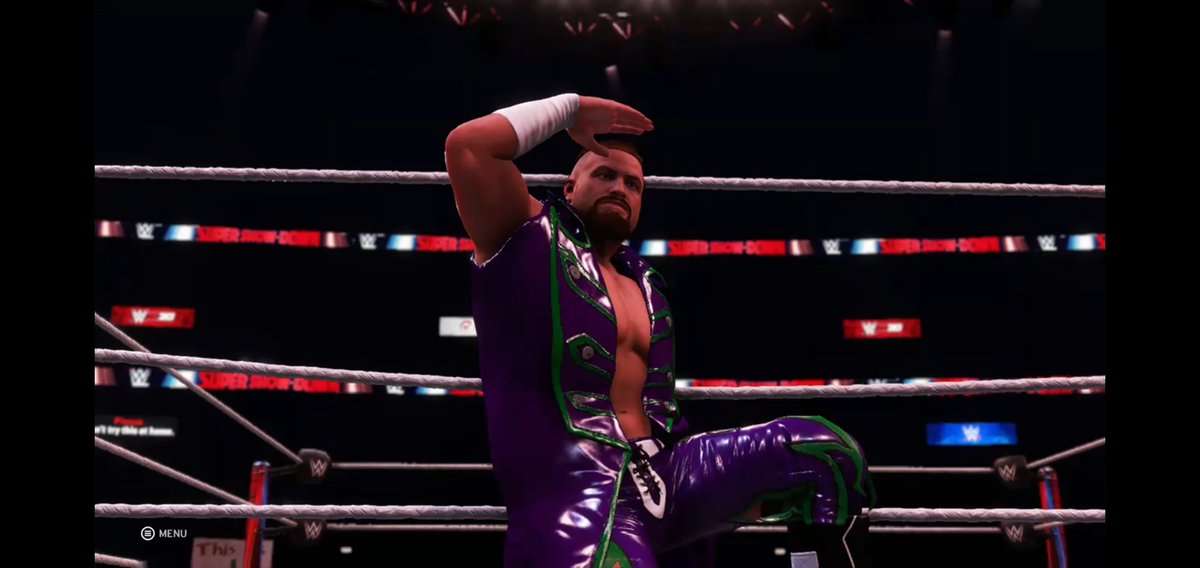 The_Kilgorian's tweet image. My Custom Joker Themed @WWE_Murphy Attire. You can download it on the #Xbox Community Creations by using the tags, Buddy Murphy, Best Kept Secret, and The Kilgorian. 
#WWE2K20