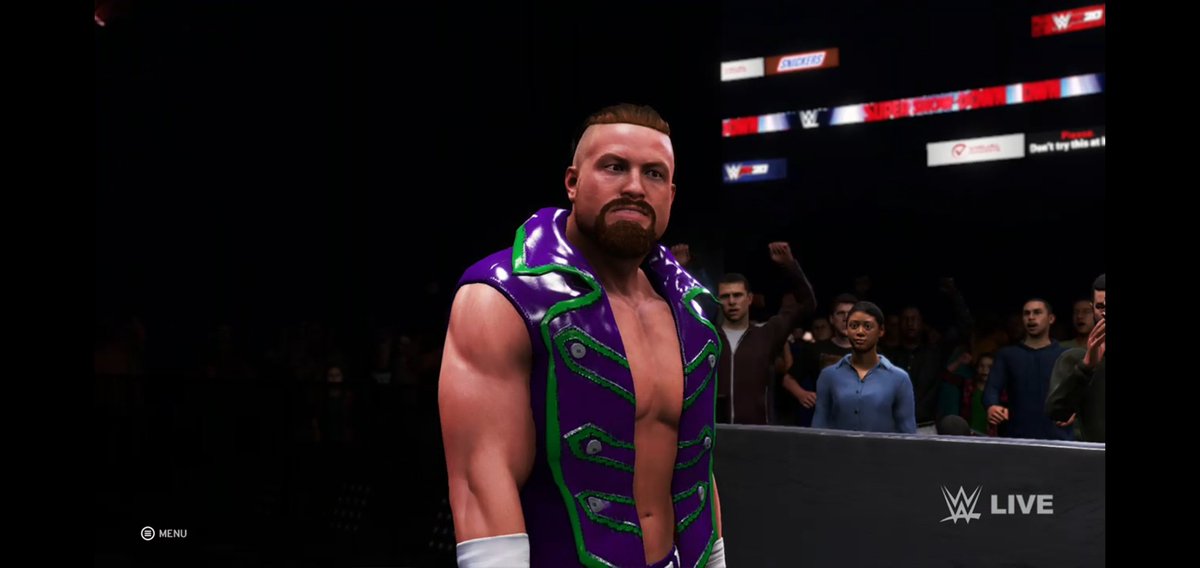 The_Kilgorian's tweet image. My Custom Joker Themed @WWE_Murphy Attire. You can download it on the #Xbox Community Creations by using the tags, Buddy Murphy, Best Kept Secret, and The Kilgorian. 
#WWE2K20