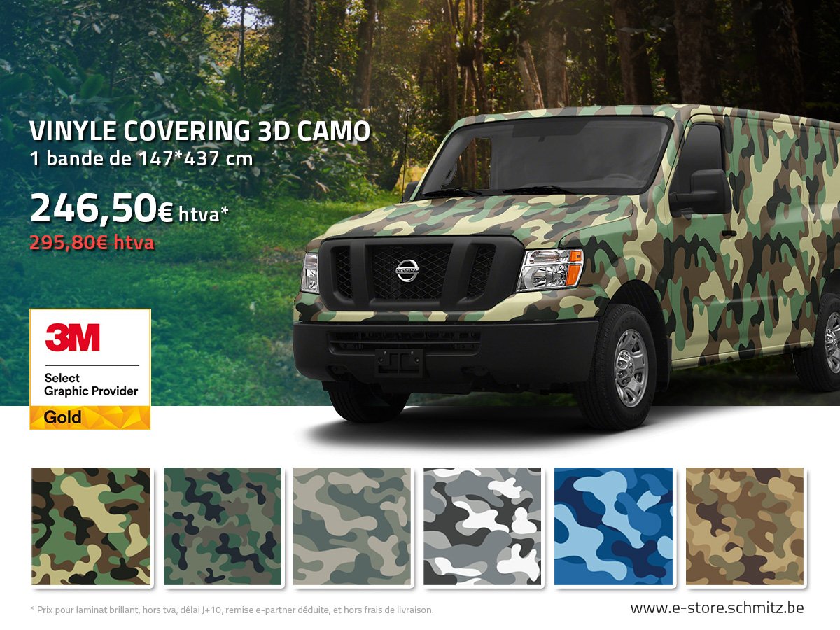 Schmitz on X: Un camouflage militaire pour votre véhicule prêt à poser?  Commandez votre vinyle 3M parmi nos 6 motifs! ➡️   #autocollant #camouflage #vinyle #3M #covering #fullcovering #estore  #schmitz ⭐️ #imprimeriebelge