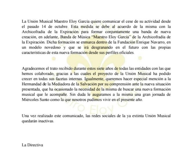 ⚜ COMUNICADO OFICIAL |