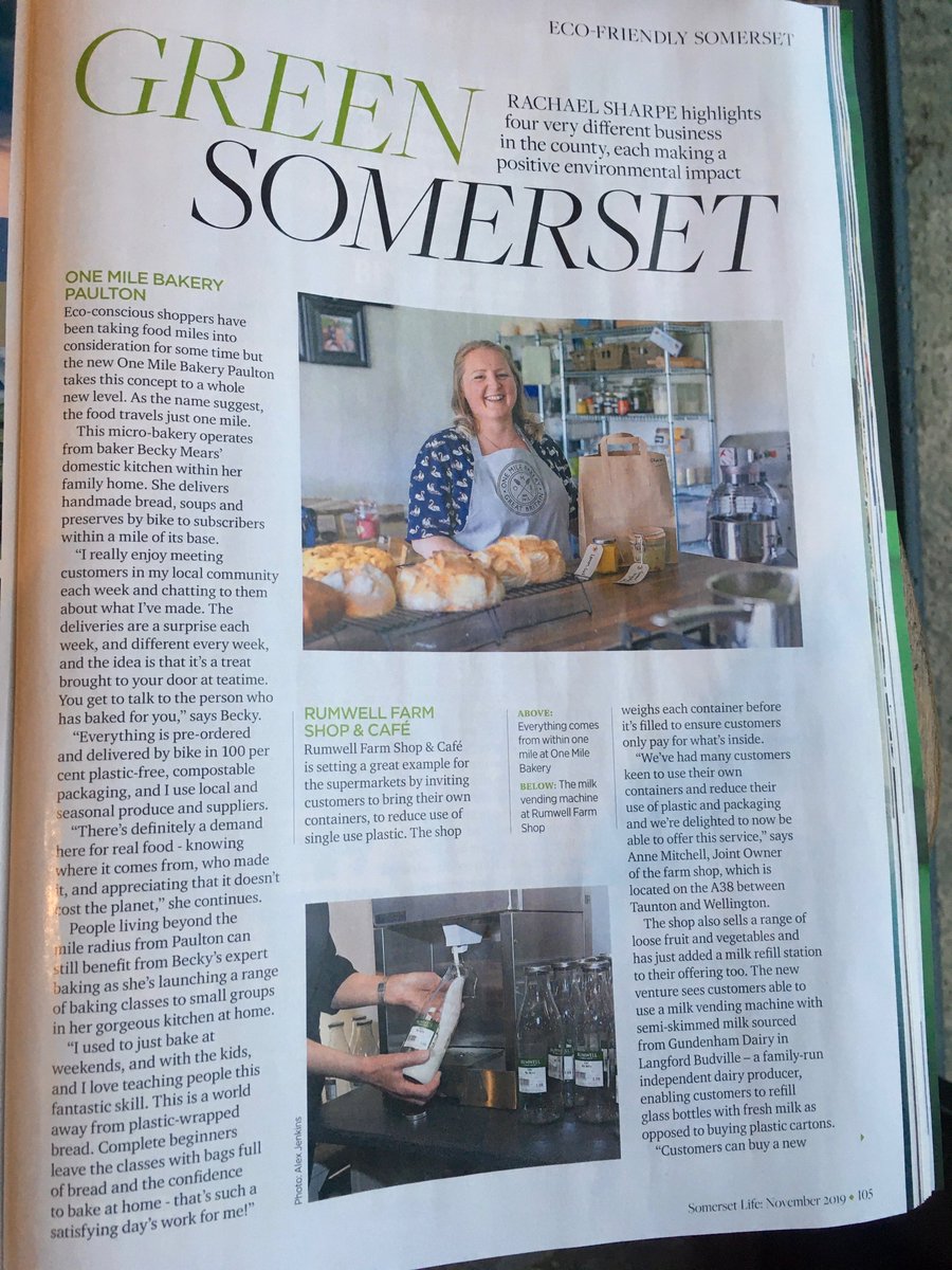 OneMileBakery's tweet photo. Fantastic to see brilliant Becky @OMBPaulton featured in the new issues of @SomersetLife and @TheBathMagazine (p70 in digital edition) - https://t.co/G3Ycyrj586 #gobecky #realbread https://t.co/cy720umfGD
