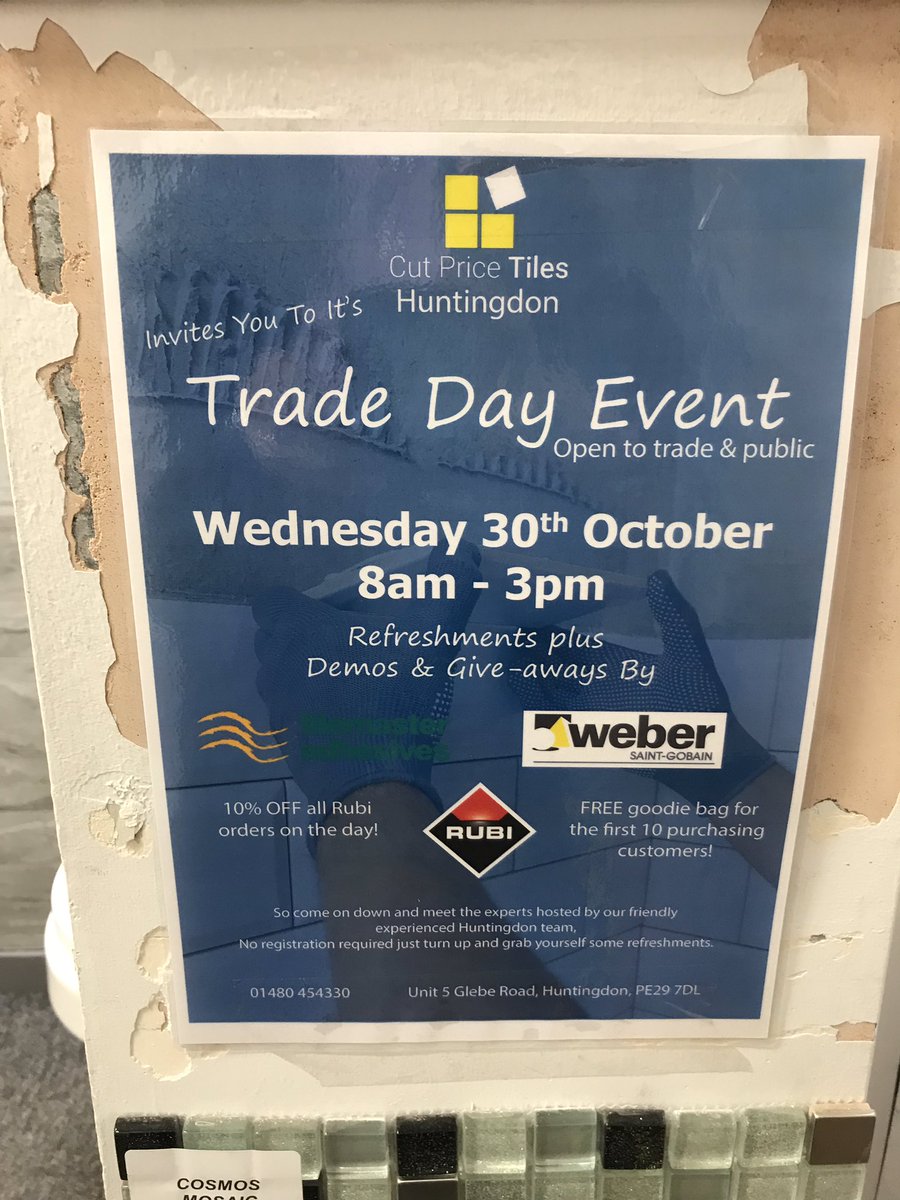 The sausage rolls and doughnuts are here, so are the Tilemaster team, don’t forget to call in for a special trade deal on all of our products today only👍🏻cut price tiles Huntingdon