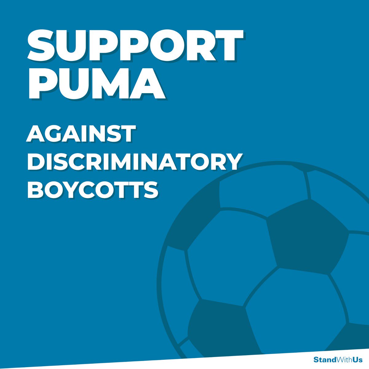 StandWithUs's tweet photo. Sportswear company @PUMA is being publicly attacked by the BDS movement for sponsoring the Israeli Football Association. Don’t let hate and division win. Join us and #SupportPUMA at: https://t.co/fmj3ZjN8ee https://t.co/045JSyZZ9c