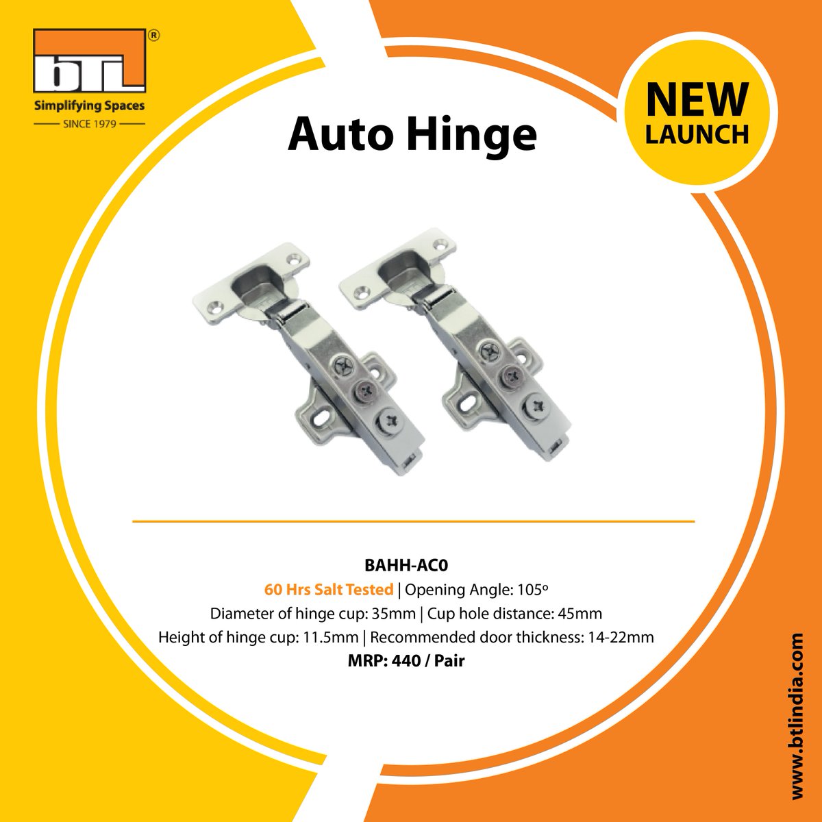 BtlAgraeta's tweet photo. Auto Adjustable Hydraulic Hinges Clip On Two Way Hinge for your cabinets and wardrobes. Click here for more details: https://t.co/AgTbt1U1RT #BTL #ourproducts #hinges #autohinge #hydraulichinge #cabinetfittings #hardware #furniture https://t.co/95fYKb8qrD
