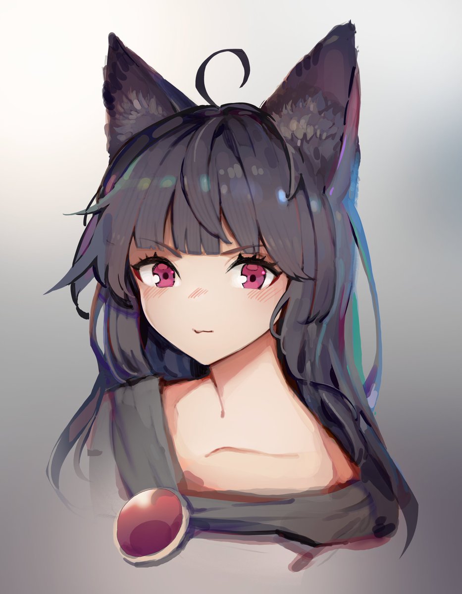 imaizumi kagerou 1girl animal ears solo long hair wolf ears ahoge looking at viewer  illustration images